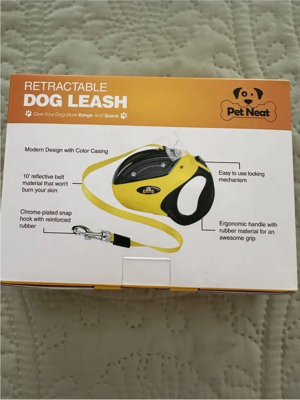 Yellow Retractable Dog Leash New in Box